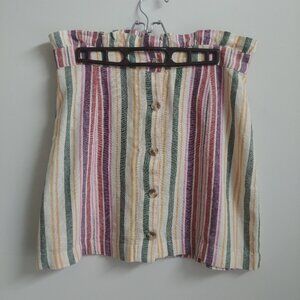 Abound thick linen blend paperbag waist button front striped short skirt Medium